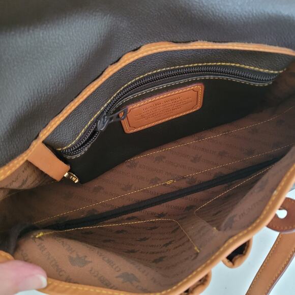 HUNTING WORLD Shoulder Bag Dark Brown Authentic Made in Italy Two Tone Leather - Picture 6 of 12